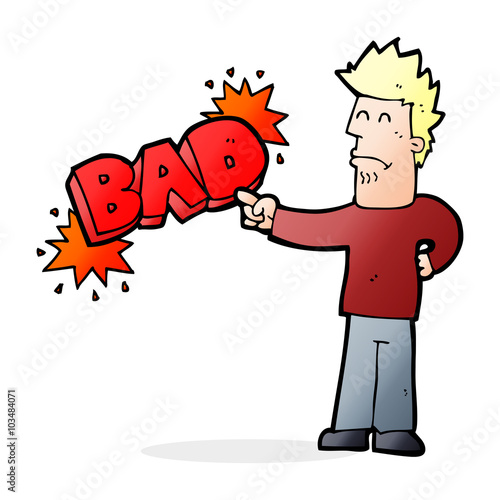 cartoon man pointing out the bad