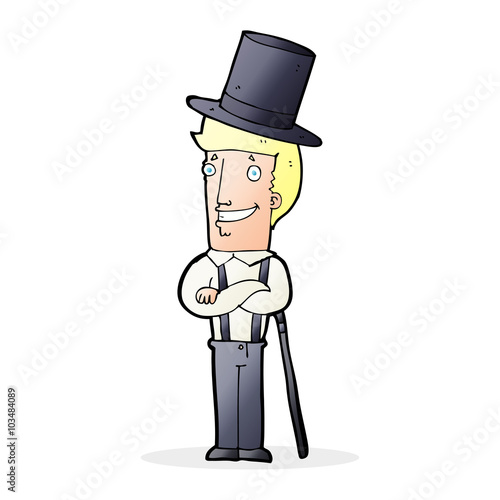 cartoon man wearing top hat