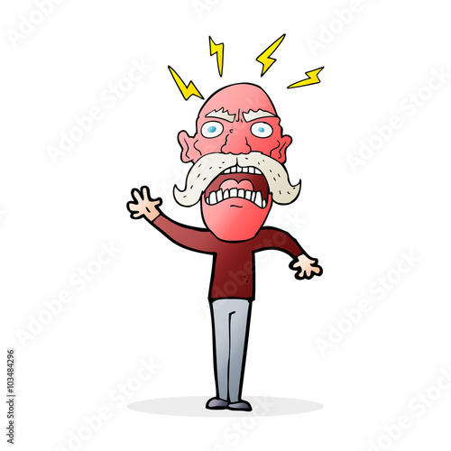 cartoon furious old man