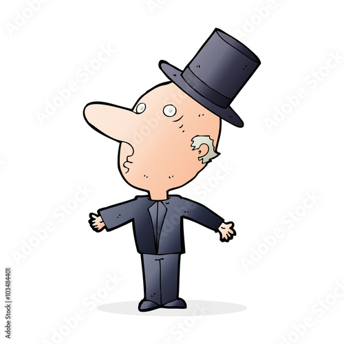 cartoon man wearing top hat