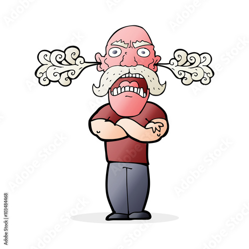 cartoon furious man with red face