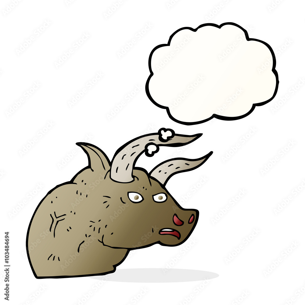 cartoon angry bull head with thought bubble cartoon angry bull head with thought bubble