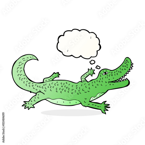 cartoon crocodile with thought bubble