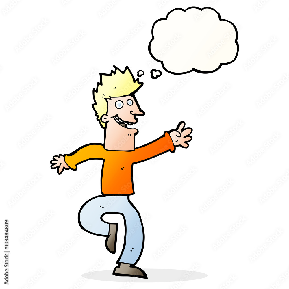 cartoon happy man with thought bubble cartoon happy man with thought bubble