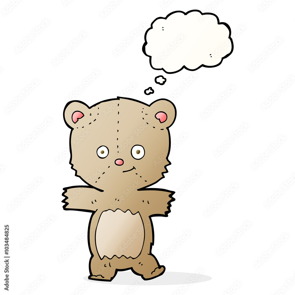 cartoon teddy bear with thought bubble