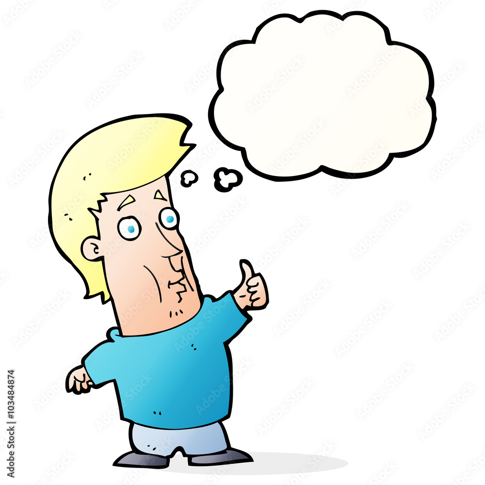 cartoon man giving thumbs up sign with thought bubble cartoon man giving thumbs up sign with thought bubble