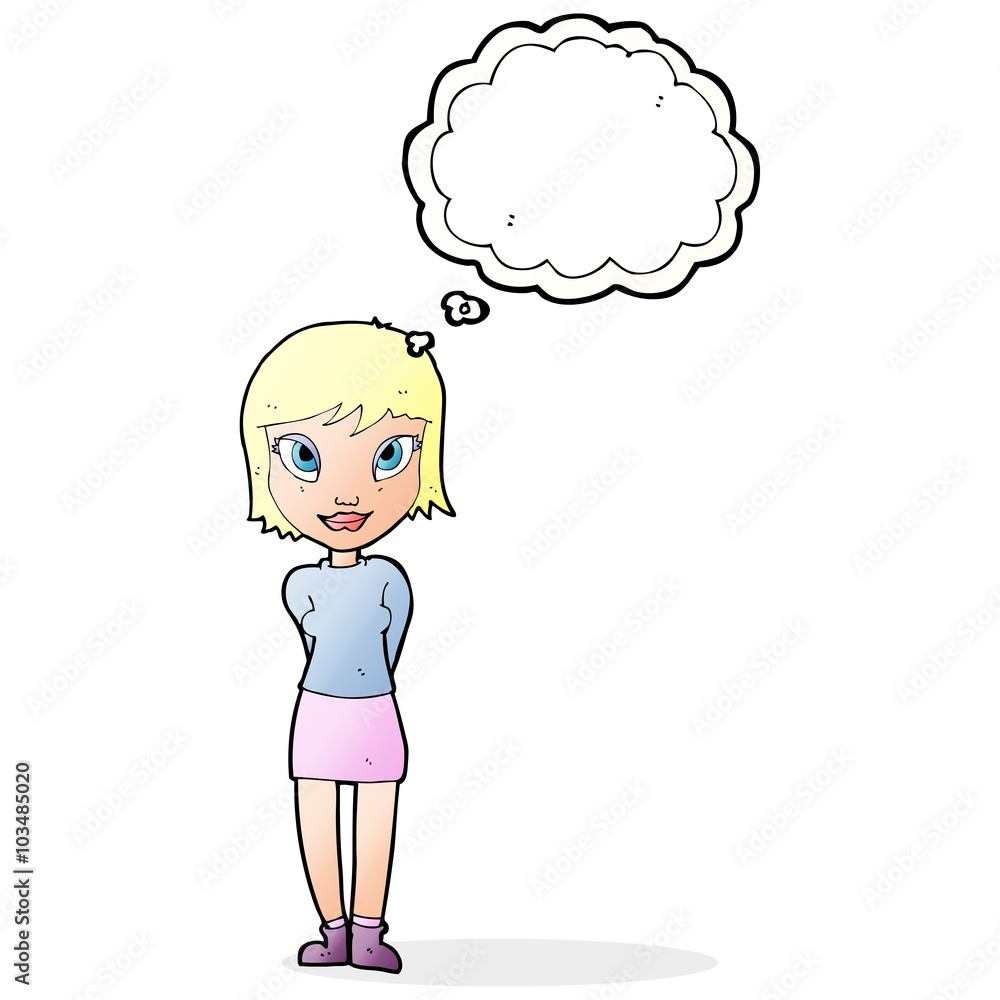 cartoon pretty girl with thought bubble cartoon pretty girl with thought bubble