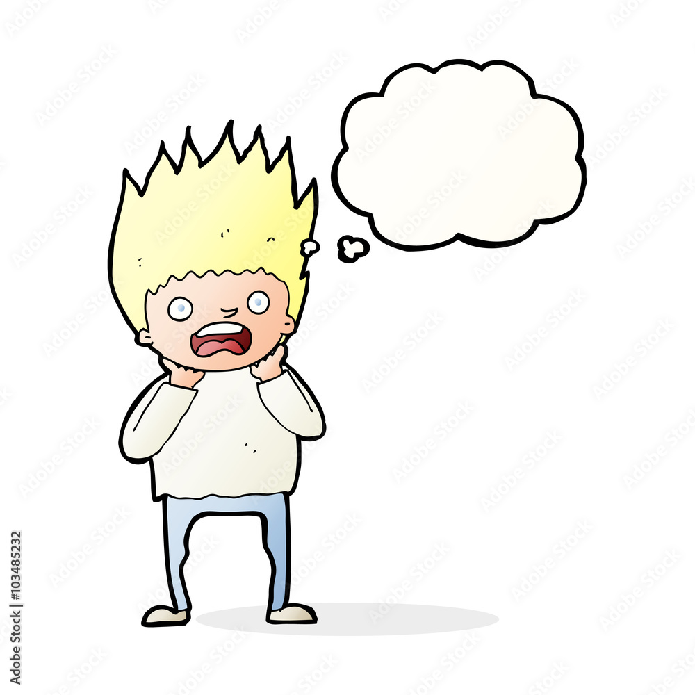 cartoon man panicking with thought bubble cartoon man panicking with thought bubble