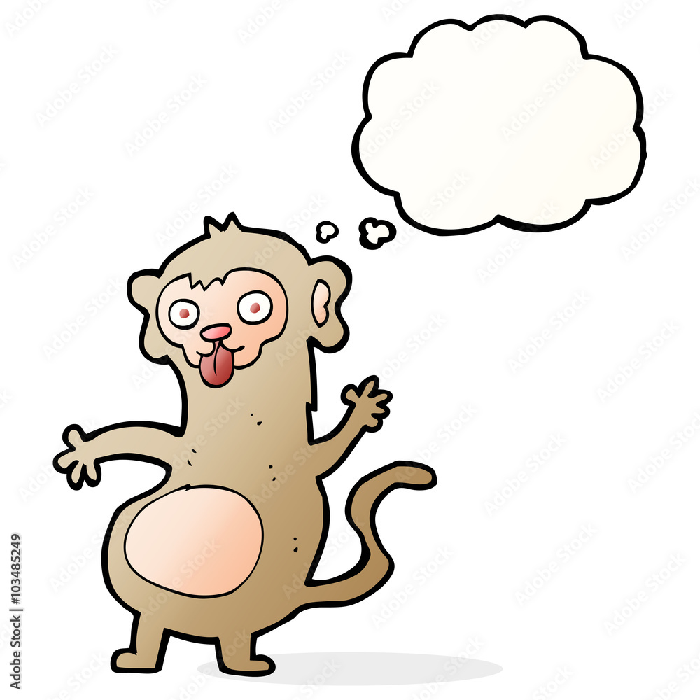 funny cartoon monkey with thought bubble funny cartoon monkey with thought bubble