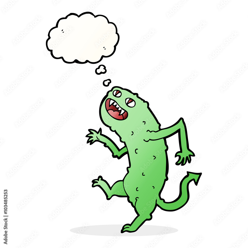 cartoon monster with thought bubble cartoon monster with thought bubble