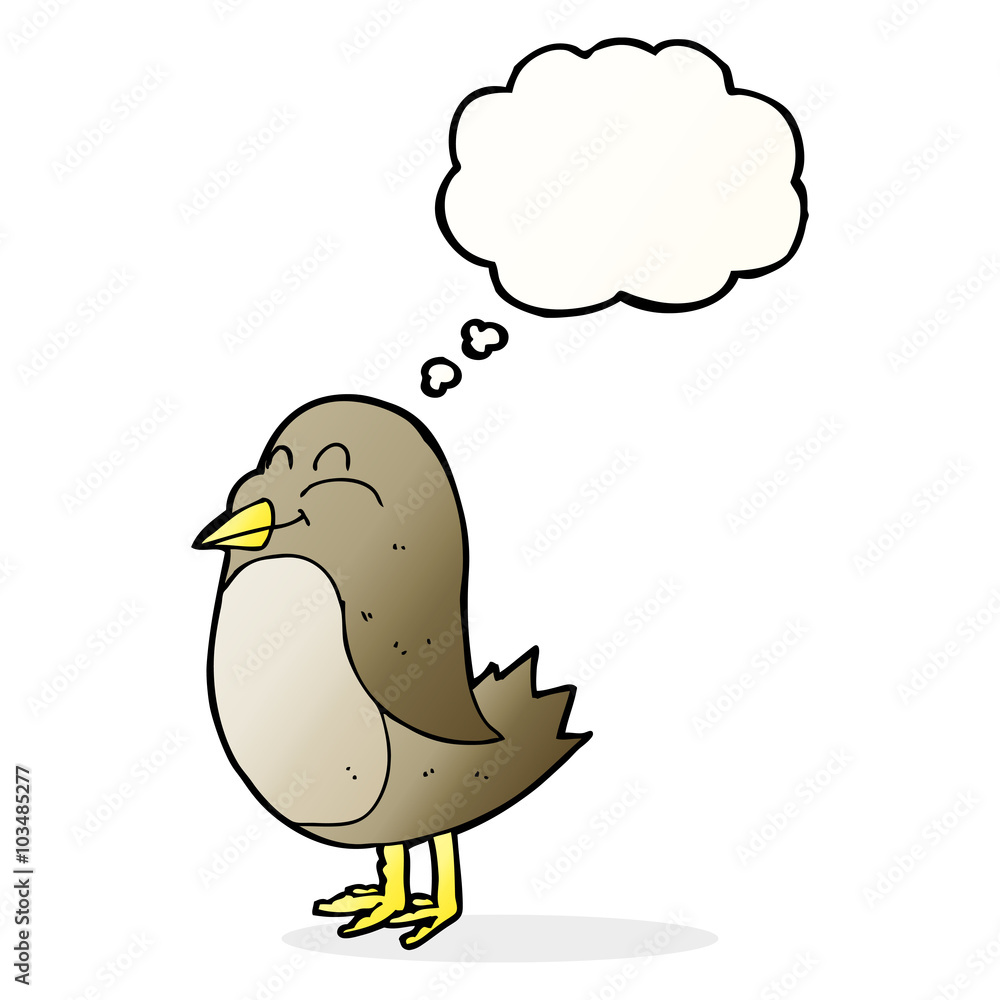 cartoon bird with thought bubble cartoon bird with thought bubble