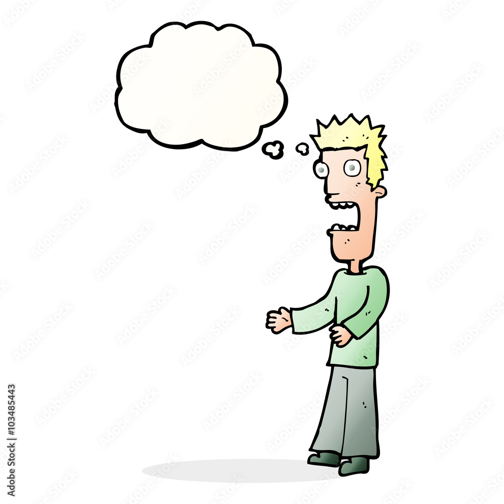 cartoon man freaking out with thought bubble cartoon man freaking out with thought bubble