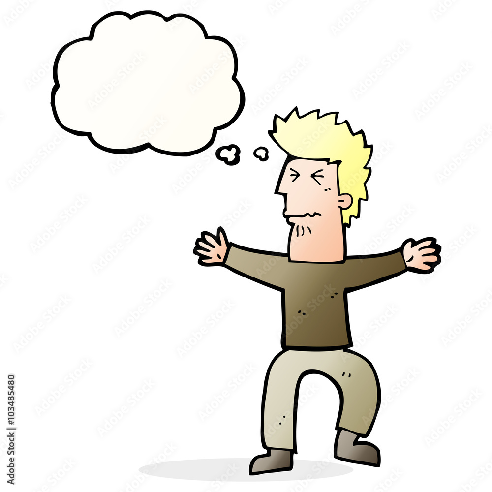 cartoon stressed out man with thought bubble cartoon stressed out man with thought bubble
