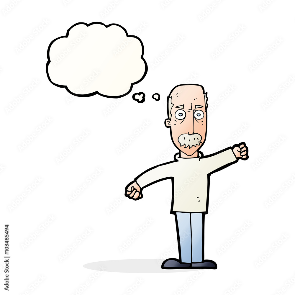 cartoon angry old man with thought bubble cartoon angry old man with thought bubble