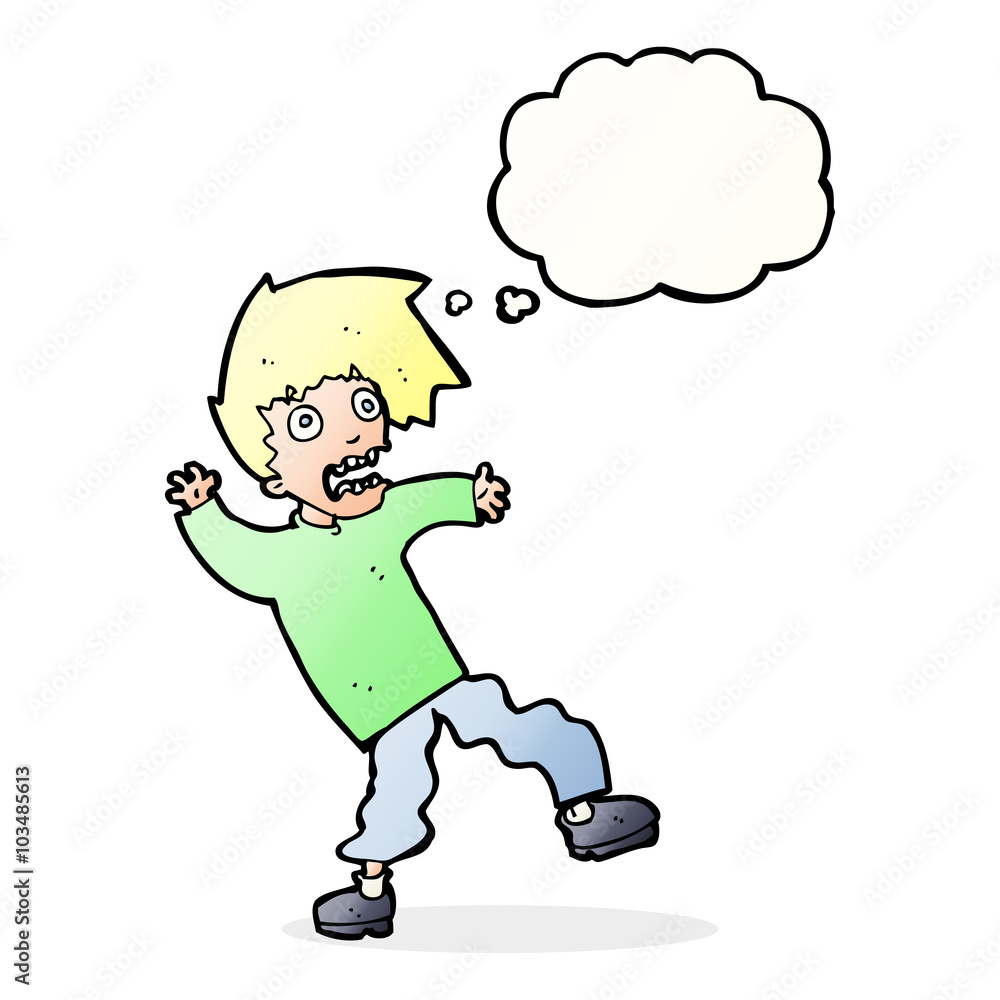 cartoon terrified man with thought bubble cartoon terrified man with thought bubble