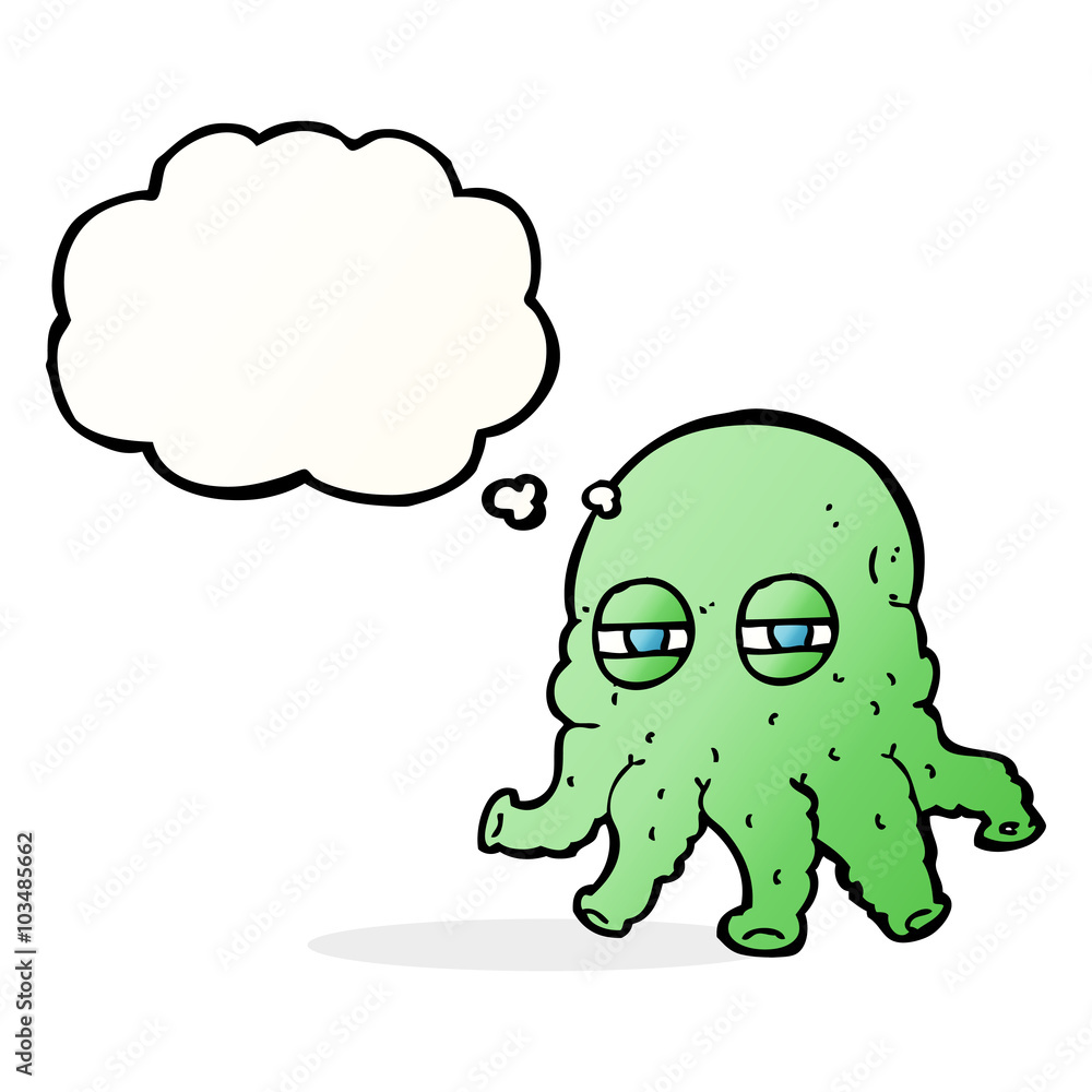 cartoon alien face with thought bubble cartoon alien face with thought bubble