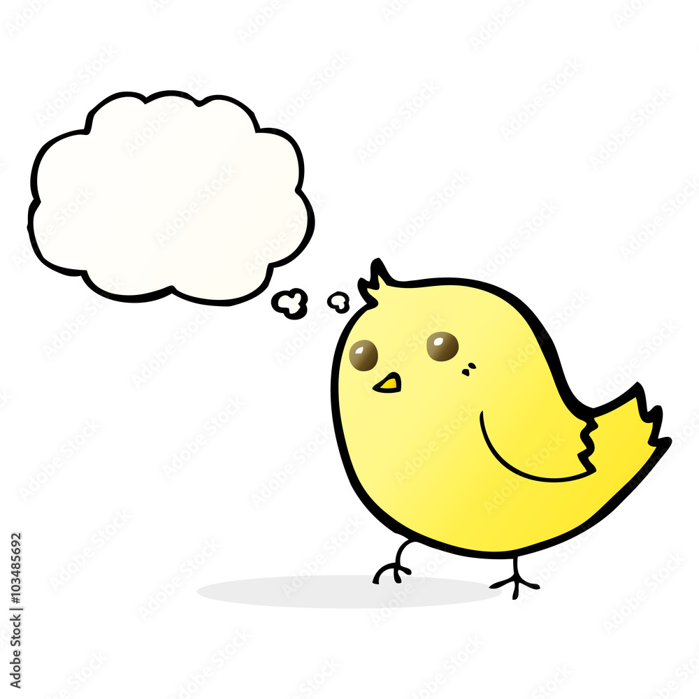 cartoon bird with thought bubble cartoon bird with thought bubble