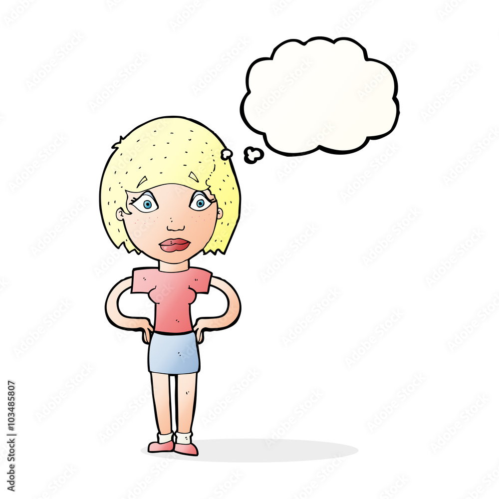 cartoon worried woman with thought bubble cartoon worried woman with thought bubble