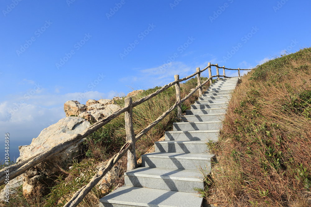 hiking trail on seaside mountain peak