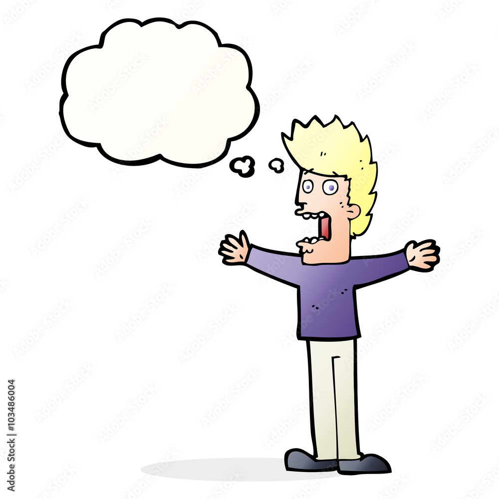 cartoon terrified man with thought bubble cartoon terrified man with thought bubble
