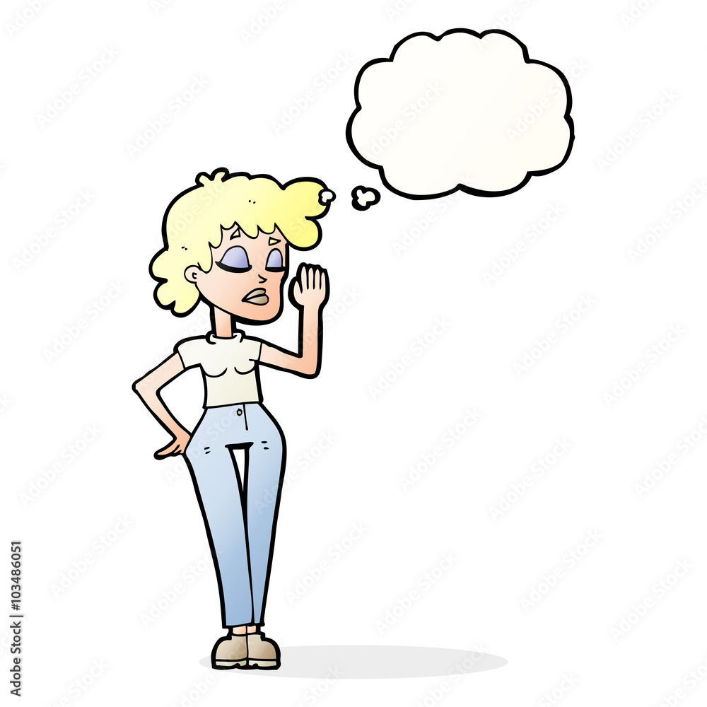 cartoon woman ignoring with thought bubble cartoon woman ignoring with thought bubble
