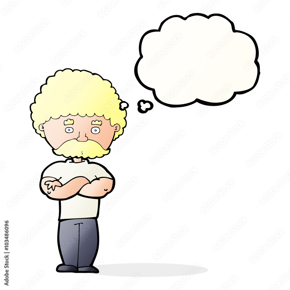 cartoon dad with folded arms with thought bubble cartoon dad with folded arms with thought bubble
