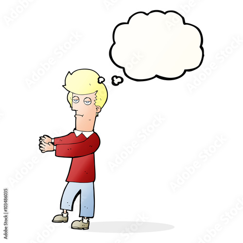 Wallpaper Mural cartoon bored man showing the way with thought bubble Torontodigital.ca