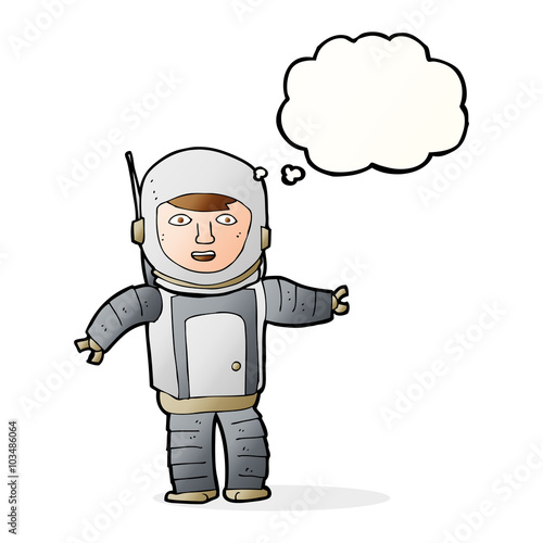 cartoon astronaut with thought bubble