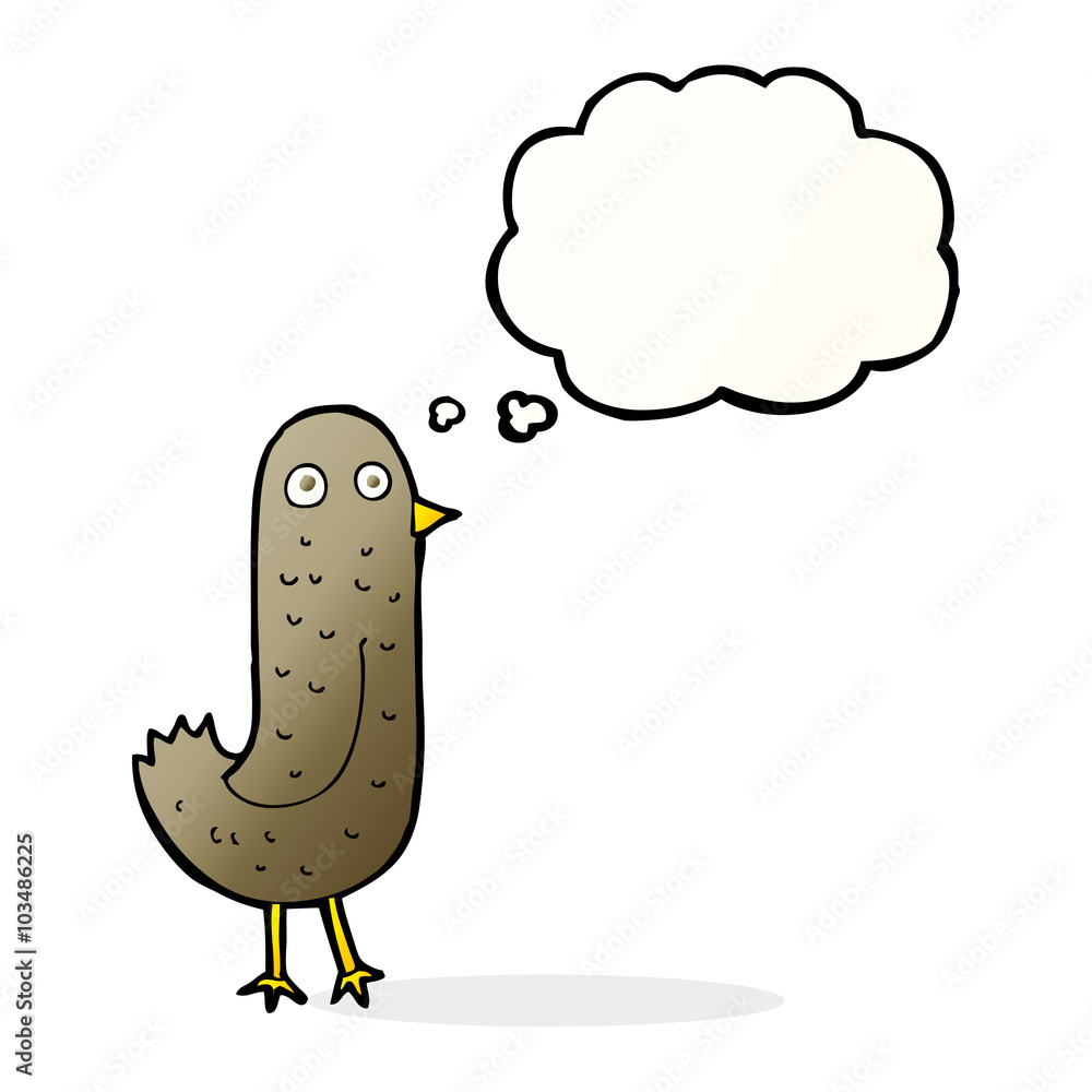 funny cartoon bird with thought bubble funny cartoon bird with thought bubble