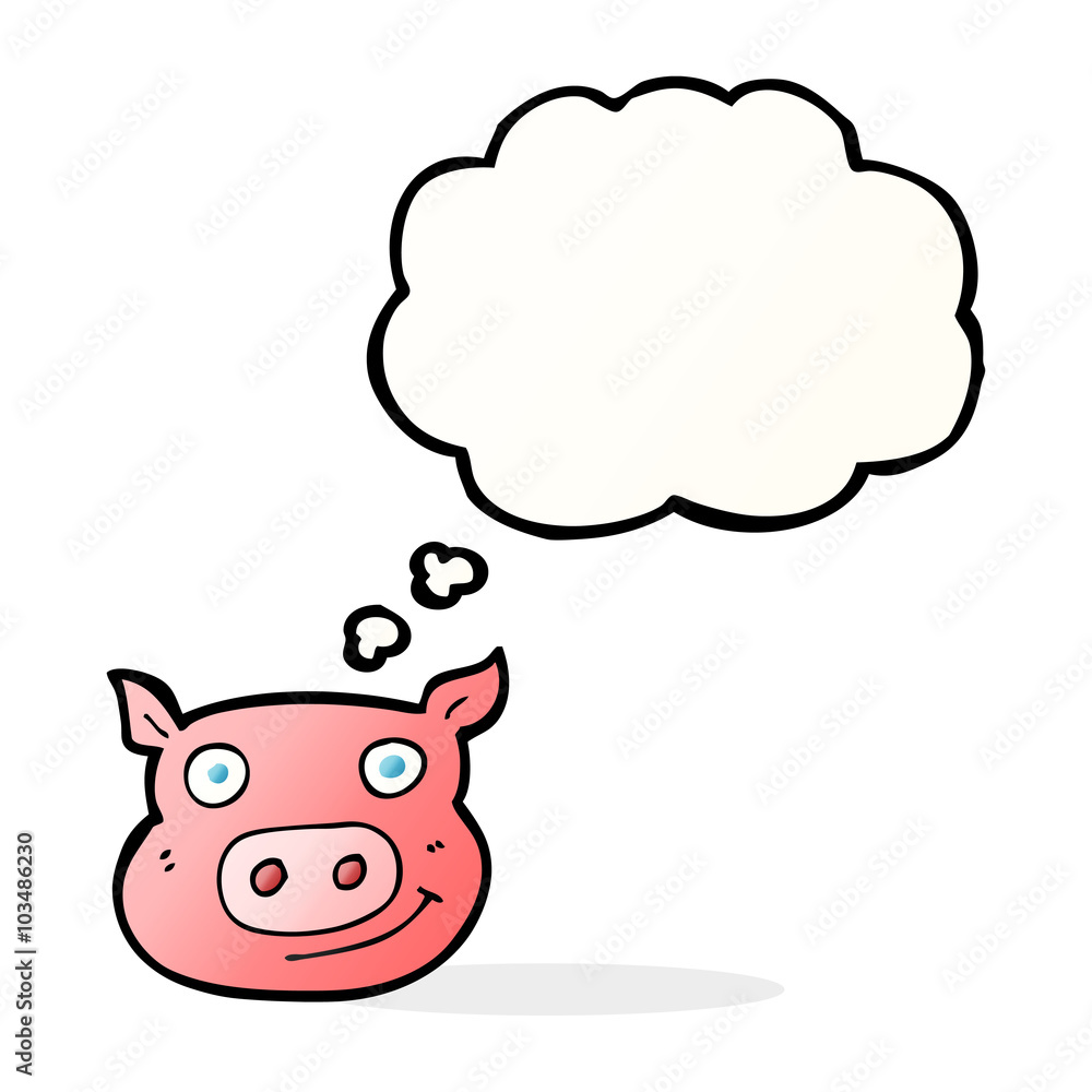 cartoon pig face with thought bubble cartoon pig face with thought bubble