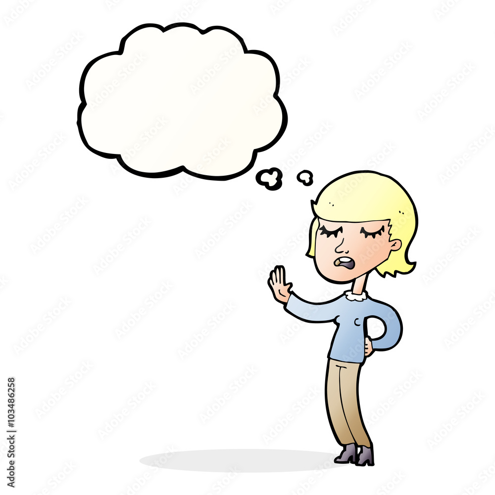 cartoon woman ignoring with thought bubble cartoon woman ignoring with thought bubble
