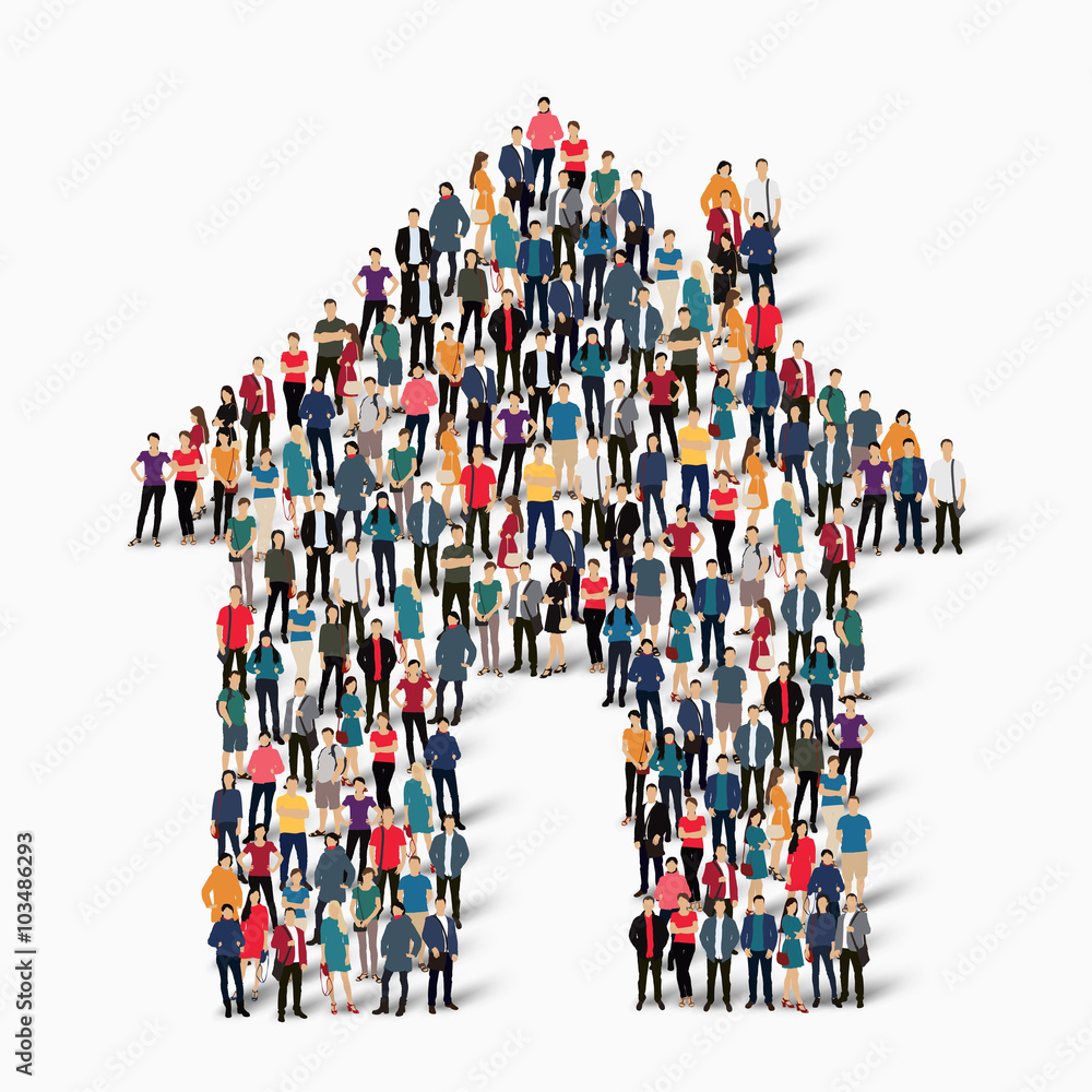 group of people form house group of people form house