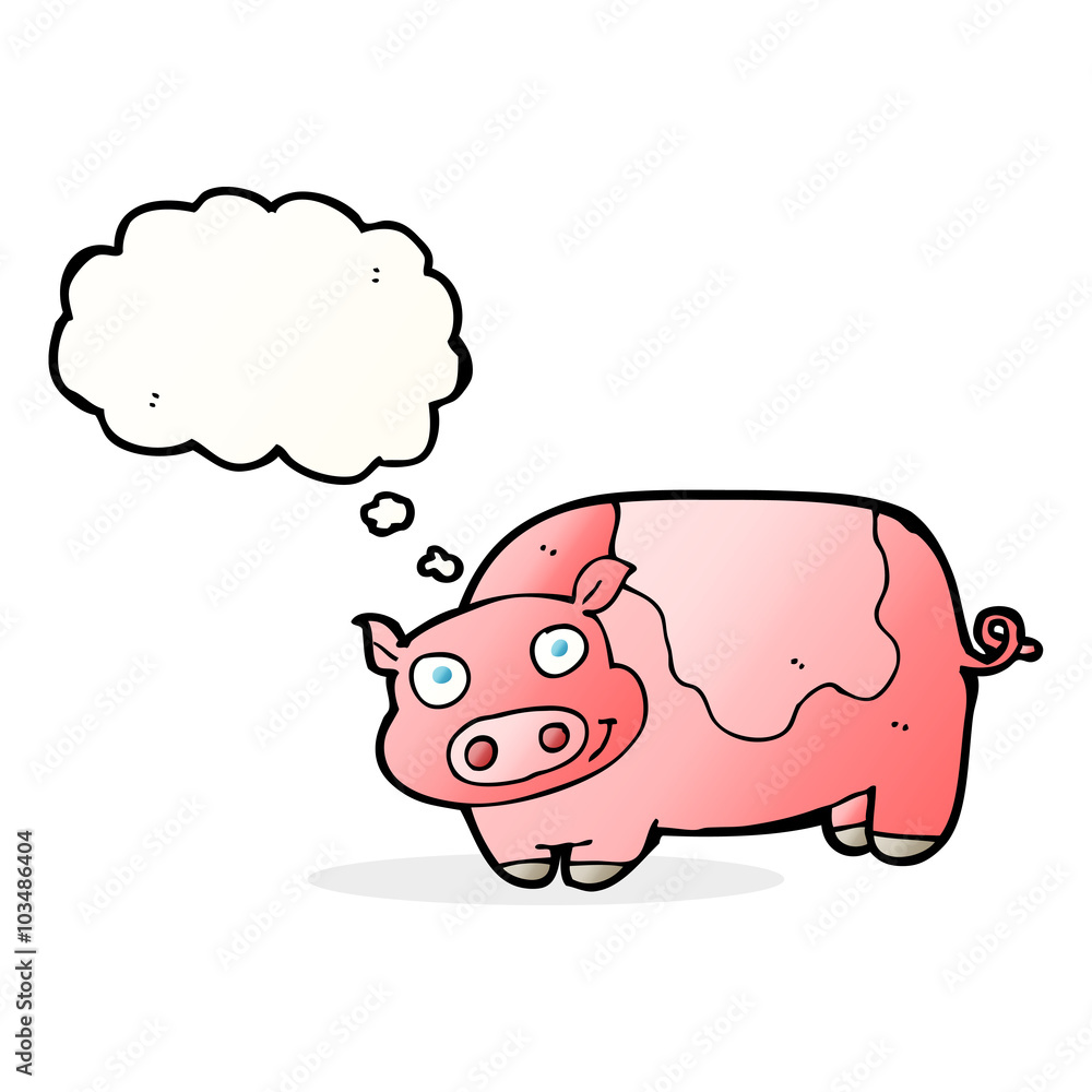 cartoon pig with thought bubble cartoon pig with thought bubble