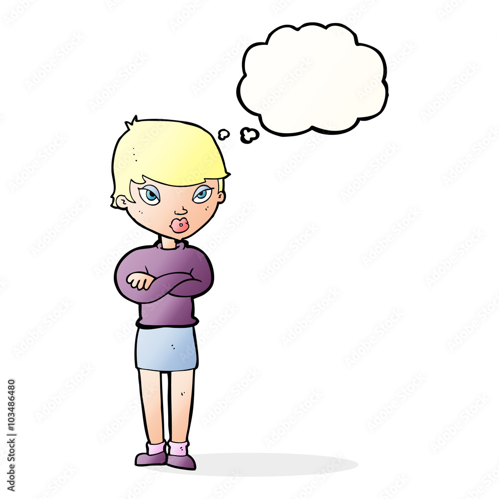 cartoon annoyed woman with thought bubble cartoon annoyed woman with thought bubble