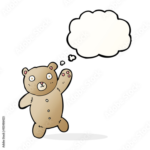 cartoon cute teddy bear with thought bubble