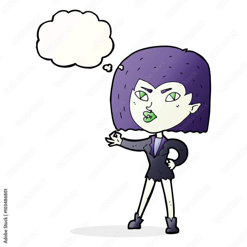 Fototapeta premium cartoon vampire girl with thought bubble
