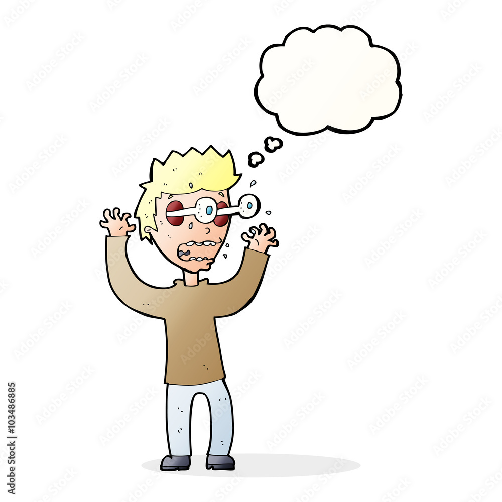 cartoon terrified man with thought bubble cartoon terrified man with thought bubble