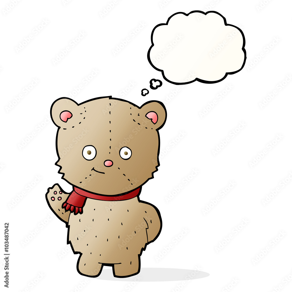 cartoon waving teddy bear with thought bubble cartoon waving teddy bear with thought bubble