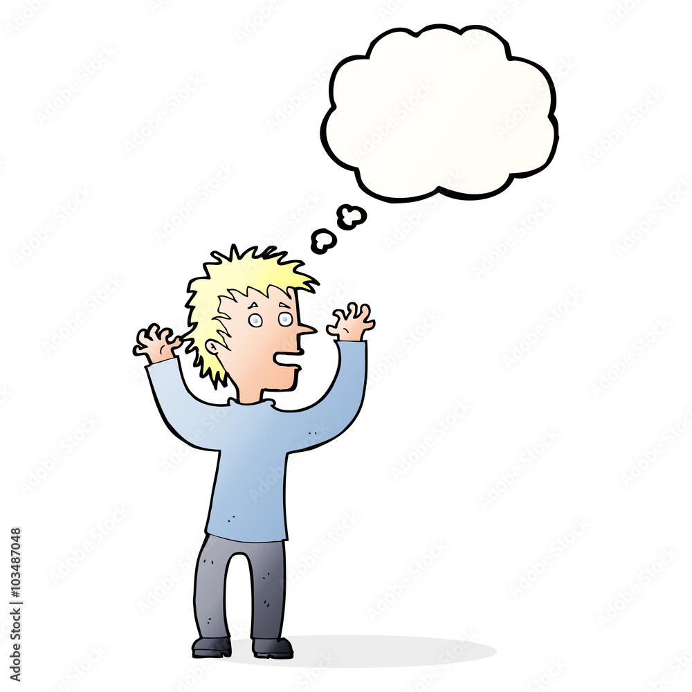 cartoon excited boy with thought bubble cartoon excited boy with thought bubble