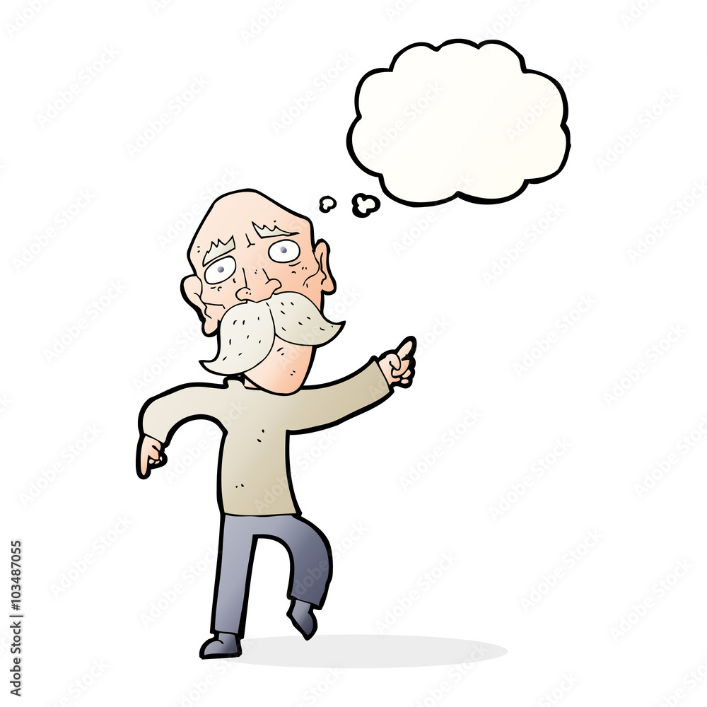 cartoon sad old man pointing with thought bubble cartoon sad old man pointing with thought bubble