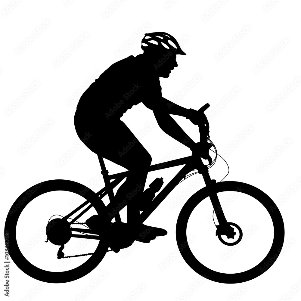 Naklejka premium Silhouette of a cyclist male. vector illustration