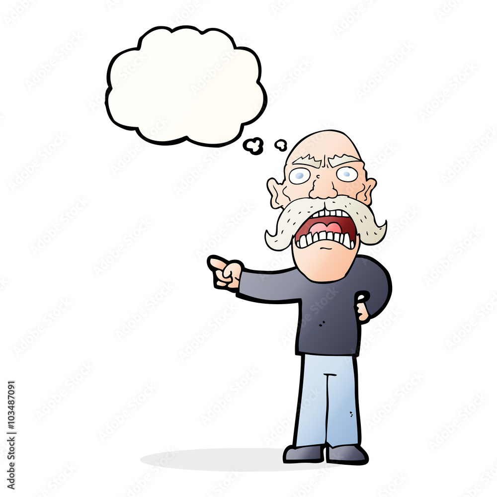 cartoon angry old man with thought bubble cartoon angry old man with thought bubble