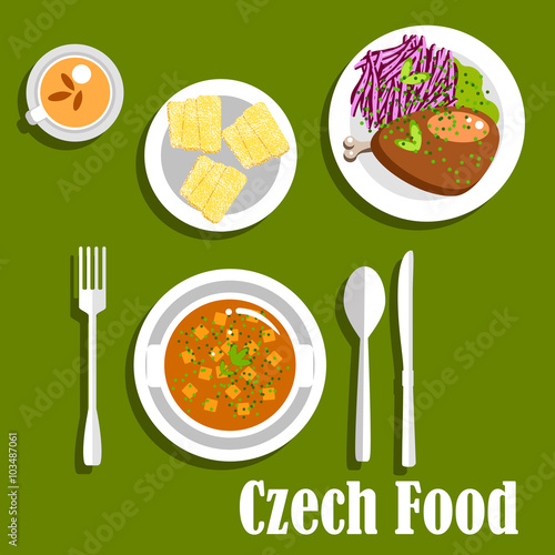 Czech cuisine dishes and dessert cake