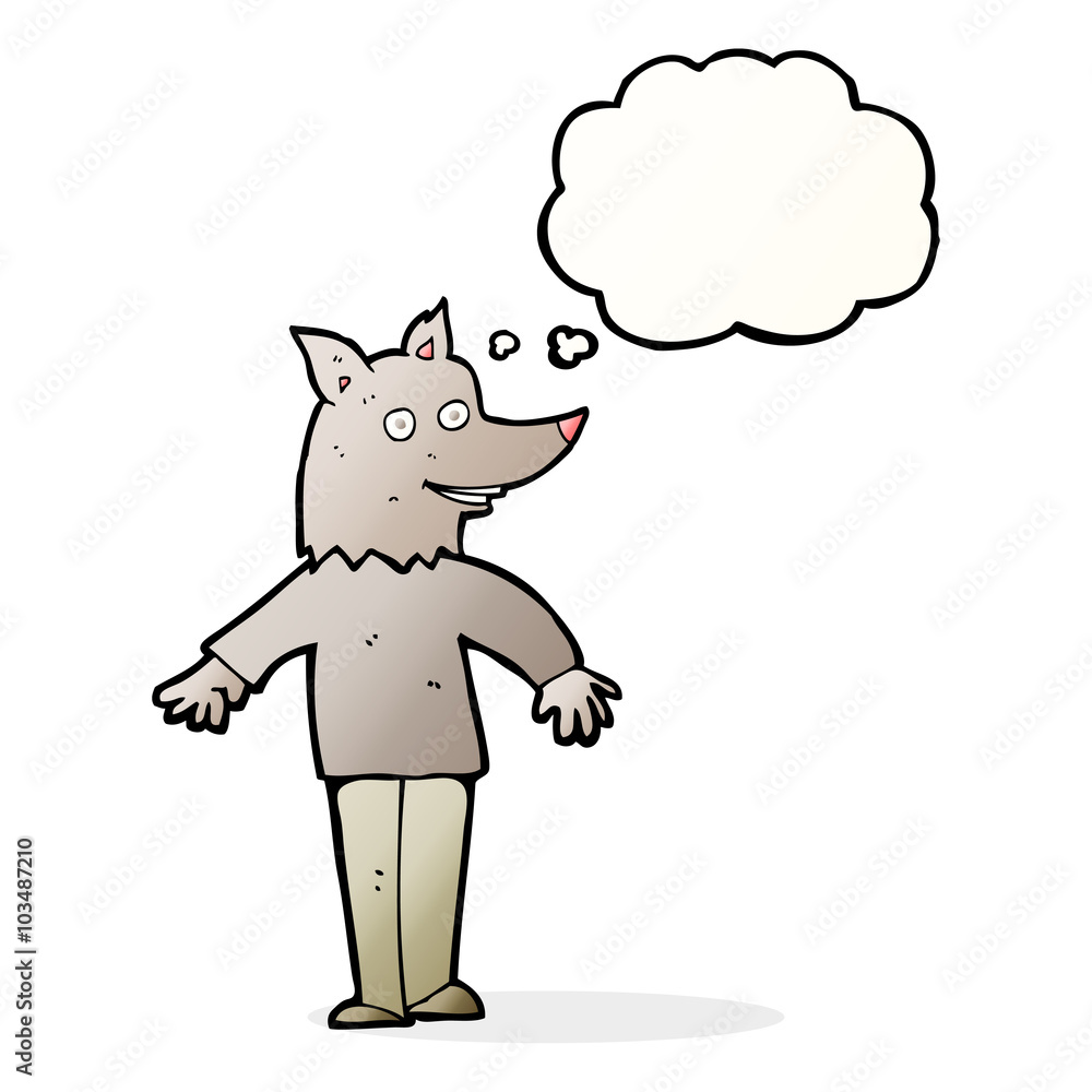 cartoon happy werewolf with thought bubble cartoon happy werewolf with thought bubble