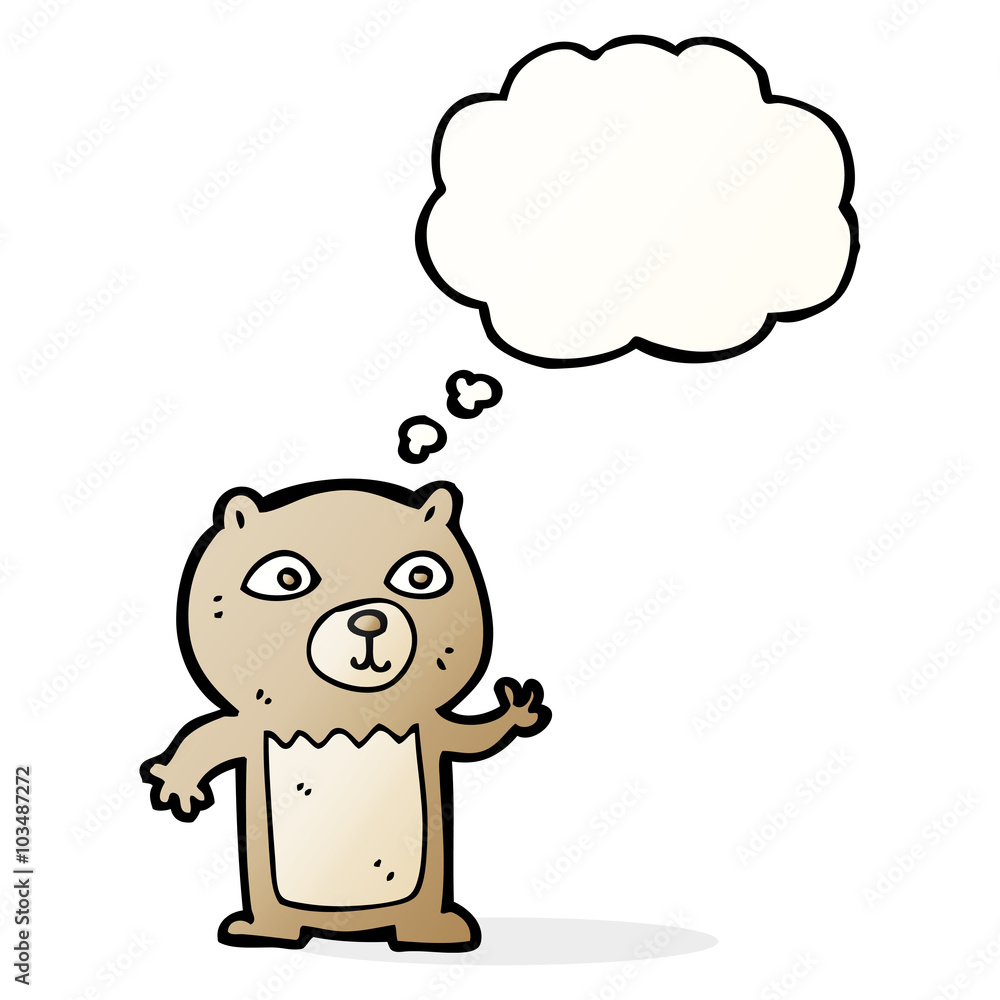 cartoon waving teddy bear with thought bubble cartoon waving teddy bear with thought bubble