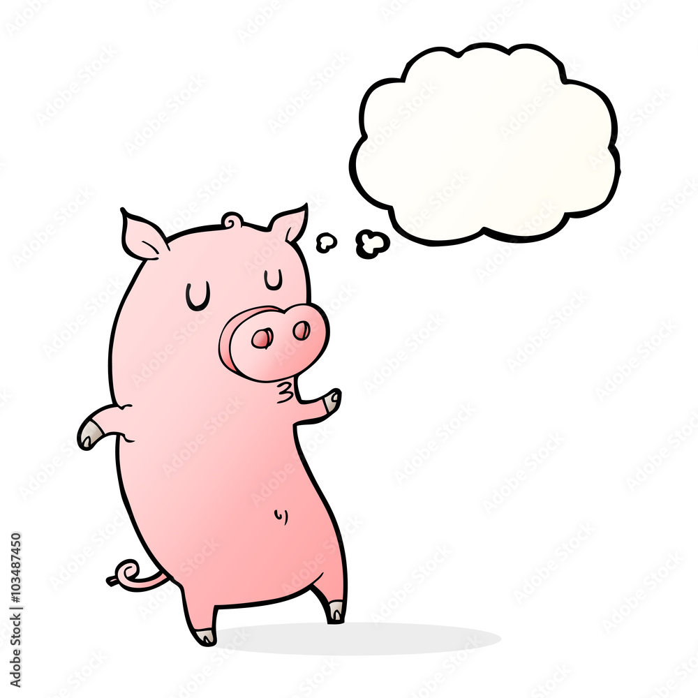 funny cartoon pig with thought bubble funny cartoon pig with thought bubble