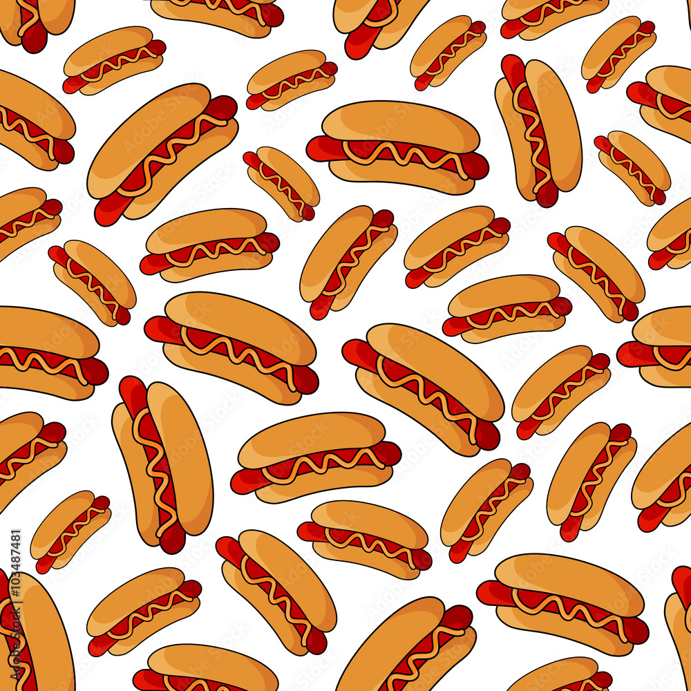 Fast food hot dogs seamless pattern Fast food hot dogs seamless pattern