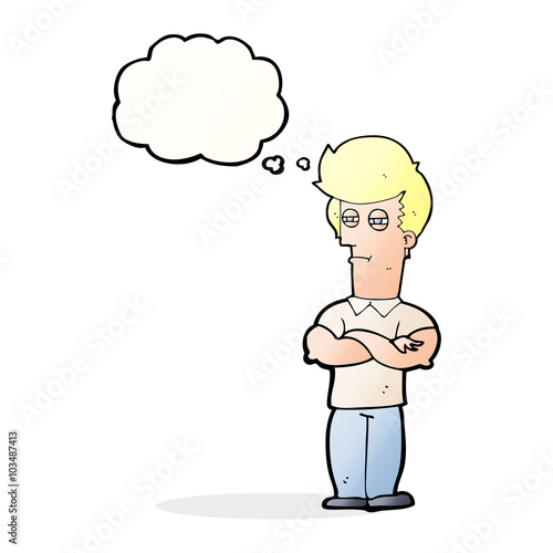 Wallpaper Mural cartoon man with folded arms with thought bubble Torontodigital.ca