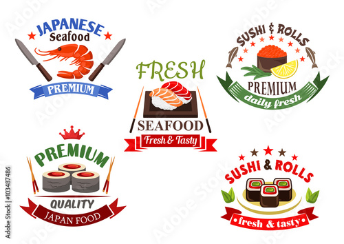 Sushi and seafood menu elements