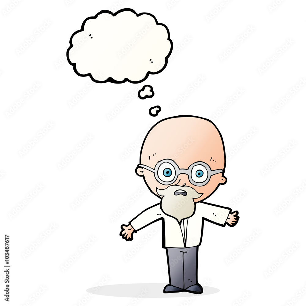 cartoon genius scientist with thought bubble cartoon genius scientist with thought bubble